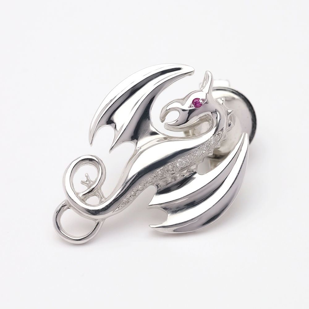 ドラゴン 竜 龍 ラペルピン ピンズ ピンブローチ ダイヤモンド ルビー