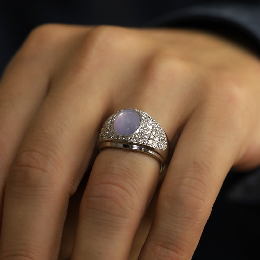 スターサファイア ダイヤモンド リング プラチナ pt900 幅広 スター