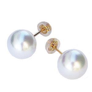 パール ピアス 18金 18k 真珠 南洋白蝶真珠 ホワイト系 10mm スタッド 