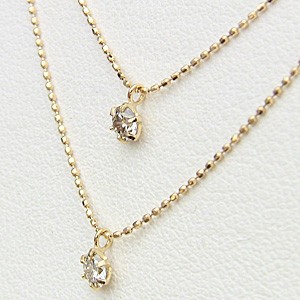 345N【大人気】2連ネックレス タイトレ 緑石 K18コート CZ ゴールド 345N【大人気】2連ネックレス タイトレ 緑石 K18コート CZ