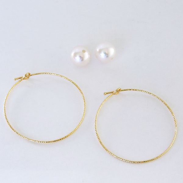 パール ピアス 18金 18k 2WAY フープピアス 揺れる ゆれる あこや本 