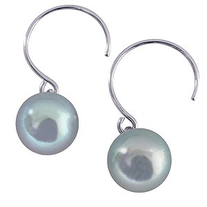 パールピアス 18金 パール ピアス 18k フープ 本真珠 グレー染色 8mm