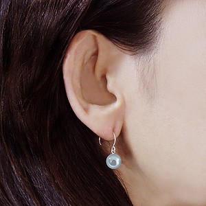 パールピアス 18金 パール ピアス 18k フープ 本真珠 グレー染色 8mm