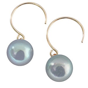 パール ピアス 18金 18k フープ あこや本真珠 グレー染色 8mm k18 