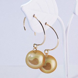 パール ピアス 18金 18k 普段使い フープ 南洋白蝶真珠 10mm k18