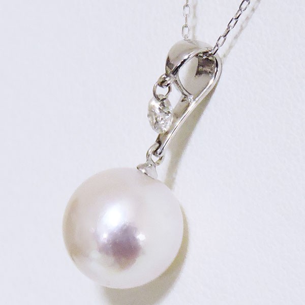 真珠 ネックレス パール レーザーホールダイヤモンド オーロラ花珠