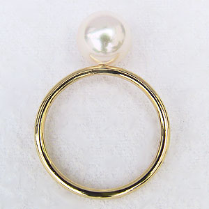 パール リング 普段使い k18 18k 18金 イエローゴールド 真珠指輪