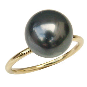 パール リング 指輪 真珠 パール ブラックパール 18金 k18 ゴールド 黒 
