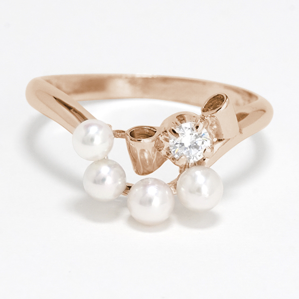 パール リング カジュアル 18金 k18 18k ピンクゴールド 真珠リング
