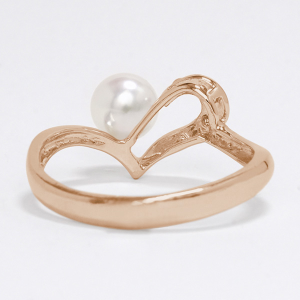 ダイヤ付きハートパール リングk18 パール リング カジュアル k18 18金 18k ピンクゴールド ハートリング