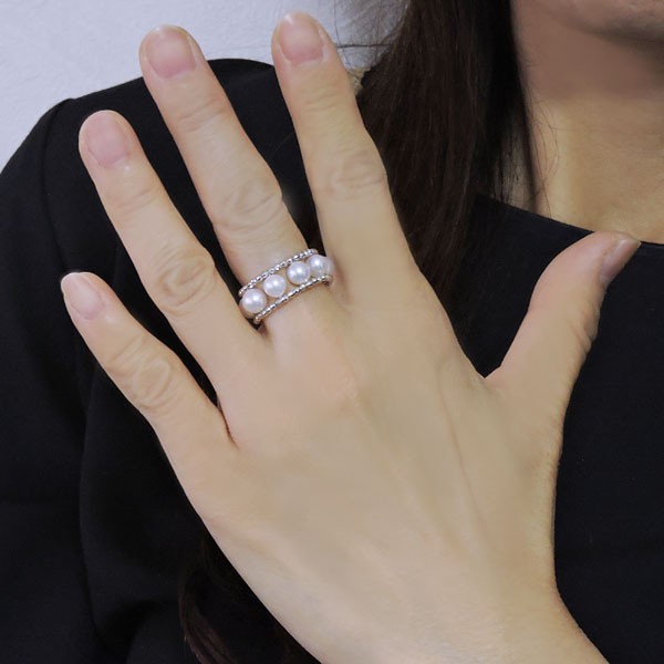 .*.様 指輪 パール あこや 本真珠 ミラーカット フリーサイズリング k18 パール リング 普段使い 真珠指輪 あこや 本真珠 k18 18k 18金