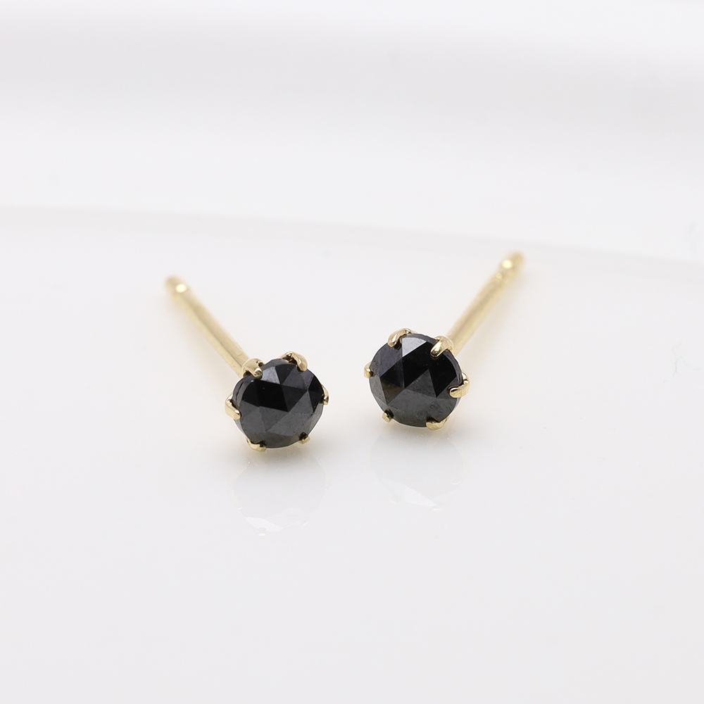 ブラックダイヤモンド ピアス スタッド 計0.20ct ローズカット k18