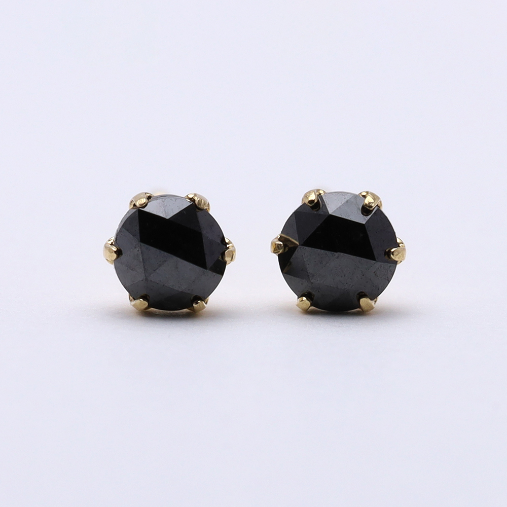 ブラックダイヤモンド ピアス スタッド 計0.20ct ローズカット k18
