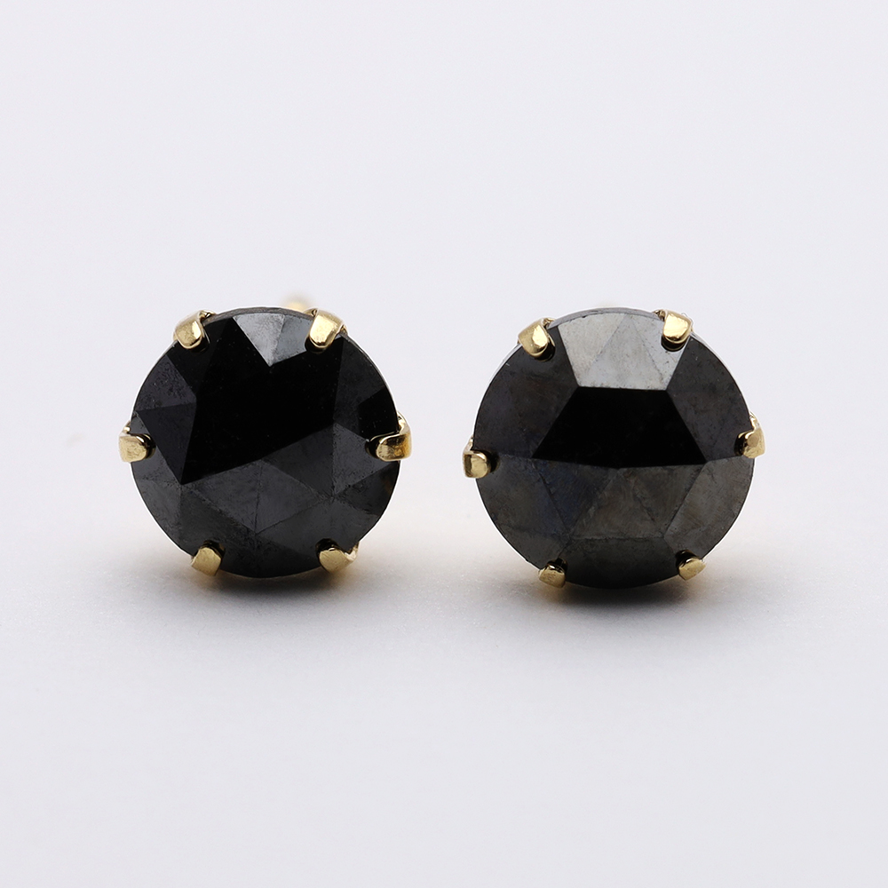 ブラックダイヤモンド ピアス スタッド 計1.00ct ローズカット k18