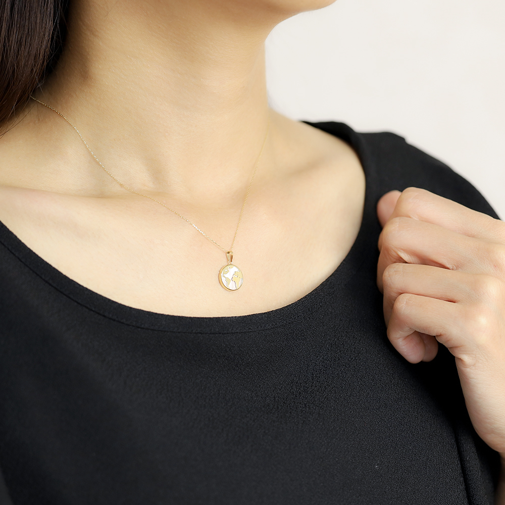 白蝶貝 シェル ネックレス k18 18金 18k イエローゴールド レディース