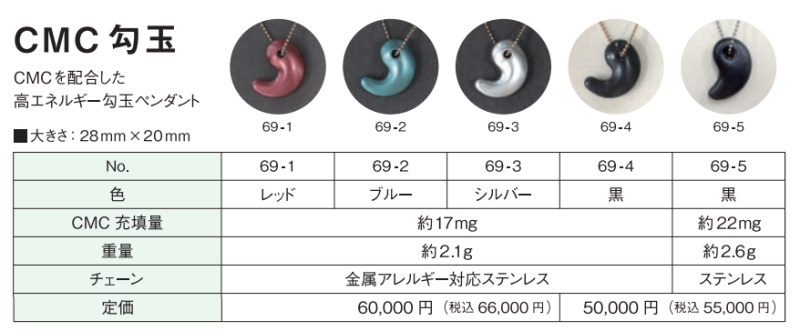 ※値下げ中　早いもの勝ち　CMC総合研究所  　ペンダント-D 　１g CMC Magatama X ペンダント」の販売【信州健康倶楽部】