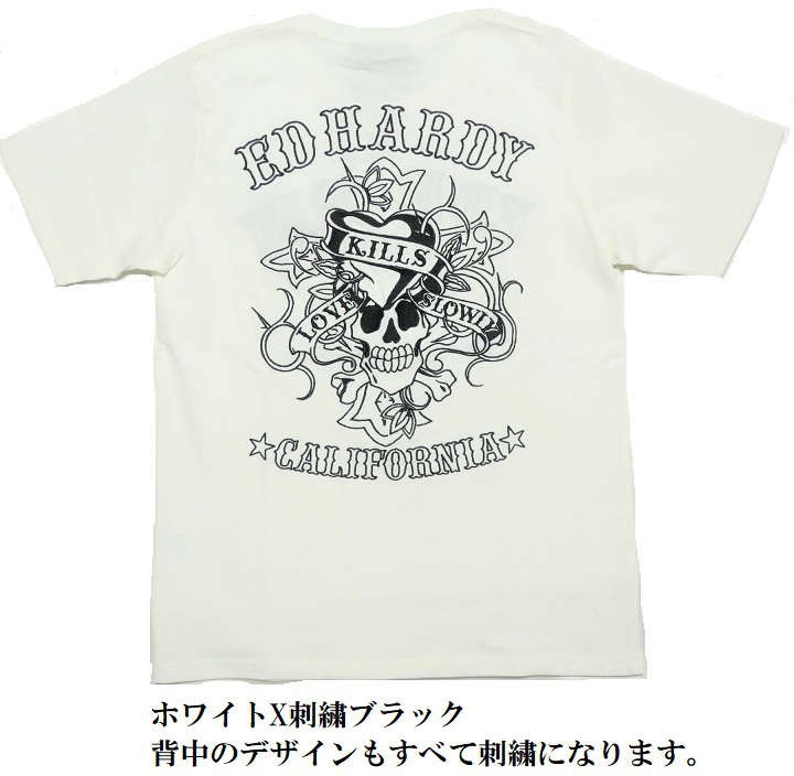 エドハーディー ed hardy Tシャツ メンズ オール/刺繍/スカル/ドクロ 半袖