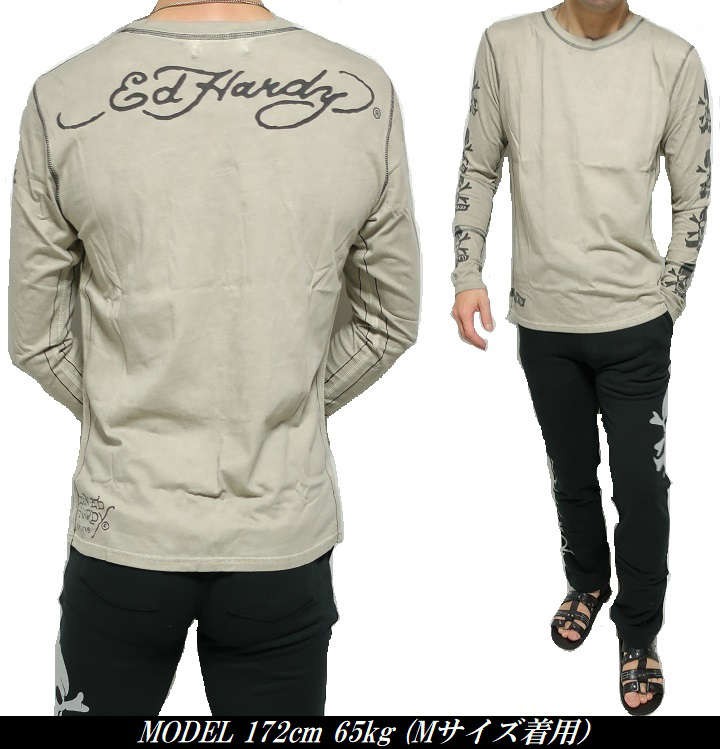 Ed Hardy エドハーディー レイヤード 長袖 ロンT ドクロ ハート Ed Hardy】エドハーディー 大きいサイズ どくろ ハート 袖ロゴ