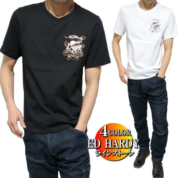 エドハーディー ed hardy Tシャツ メンズ ラインストーン/スカル