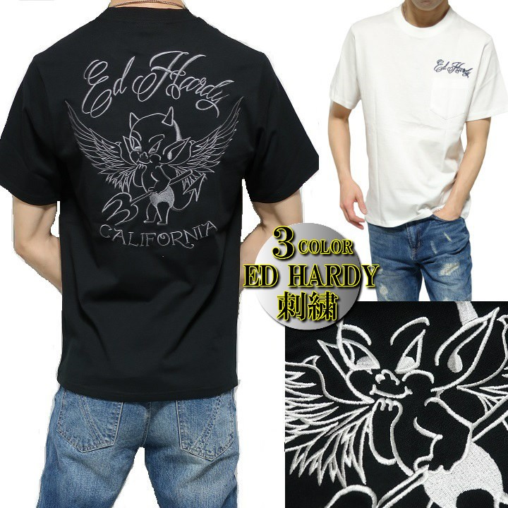 エドハーディー ed hardy Tシャツ メンズ デビル/小悪魔 刺繍 ウイング