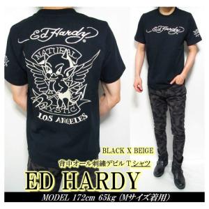 エドハーディー Tシャツ メンズ ED HARDY 半袖 刺繍/デビル/小悪魔