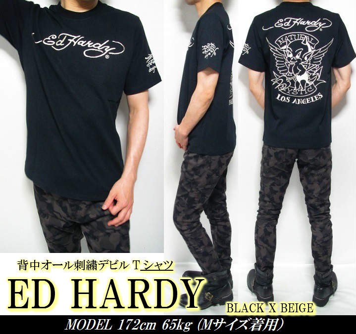 エドハーディー Tシャツ メンズ ED HARDY 半袖 刺繍/デビル/小悪魔 