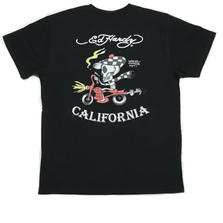 エドハーディー ed hardy Tシャツ メンズ ライダー/スカル/ドクロ 半袖 カットソー ブラック サイズM サイズL｜shinkirohjacket｜02