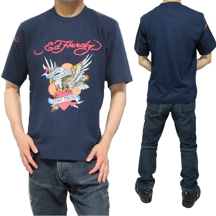 エドハーディー ed hardy Tシャツ スカルtシャツ メンズ イーグル/ハート tシャツ プリント 半袖 正規ライセンス｜shinkirohjacket｜03