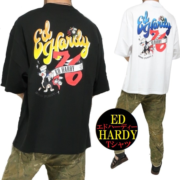 Ed Hardy エド ハーディー Tシャツ 赤 Ed Hardy エドハーディー ed hardy Tシャツ ロンT 長袖 メンズ