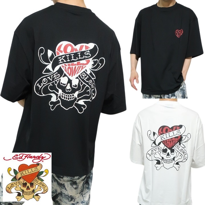 y2k✨️00s Ed Hardy 名作 ラブキル スカル 両面ロゴ ピチT y2k✨️00s Ed Hardy 名作 ラブキル スカル 両面ロゴ ピチT