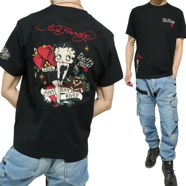 Ed Hardy（エド・ハーディー） ベティーブープ Tシャツ ハート/薔薇