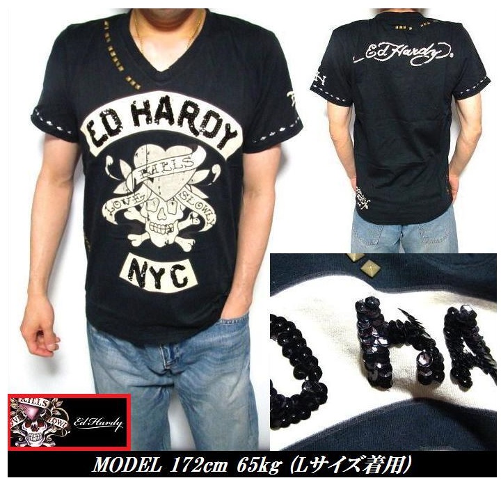 エドハーディー Tシャツ メンズ ED HARDY スカル Vネック スタッズ 大文字 : ed125 : シンキロウ・ジャケット - 通販 -  Yahoo!ショッピング