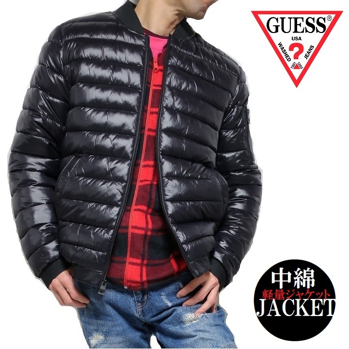 GUESS/ゲス 軽量 ボンバー ジャケット MA-1 メンズ 服 ふわふわ