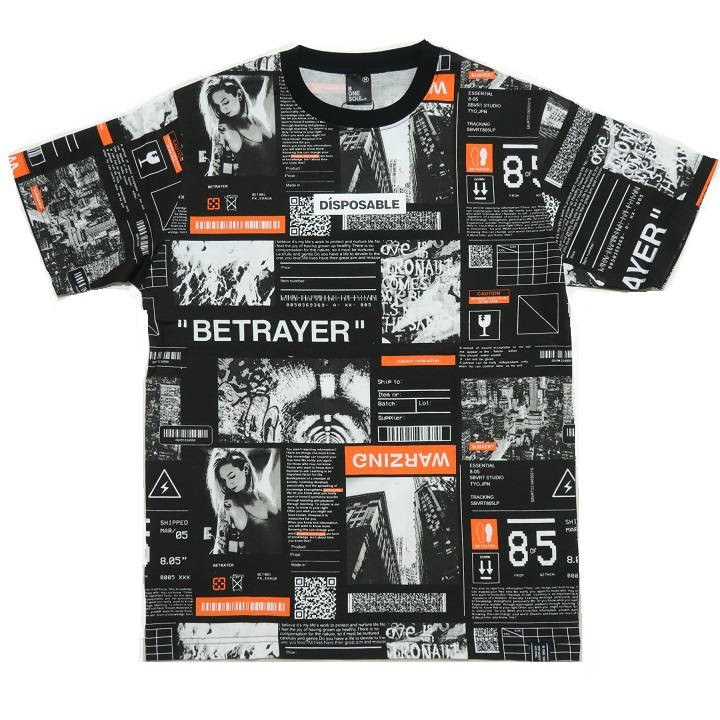 【関税込】 プリント 半袖 Tシャツ - ブラック th-00501.jpg