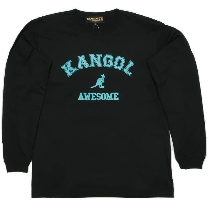 カンゴール/KANGOL Tシャツ メンズ 長袖/ロンT ターコイズ/ロゴ ブラック M-L｜shinkirohjacket｜02