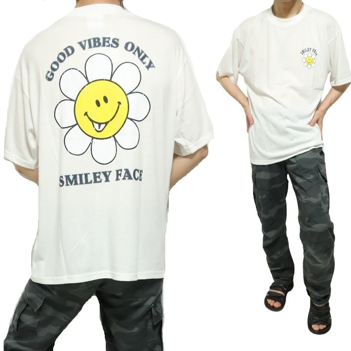 Tシャツ メンズ SMILEY FACE スマイリーフェイス フラワー レディース オーバーサイズ ...