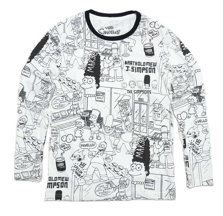 Tシャツ ロンT メンズ シンプソンズ/Simpsons/モノクロ プリント 長袖｜shinkirohjacket｜02