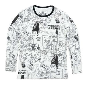 Tシャツ ロンT メンズ シンプソンズ/Simpsons/モノクロ プリント 長袖