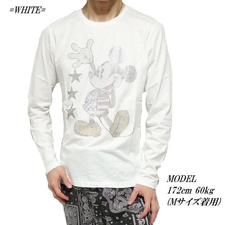 ミッキーマウス Tシャツ ロンT メンズ/レディース スター/星条旗 