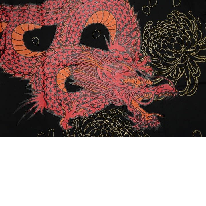 龍/竜/ドラゴン Tシャツ/ロンT 和柄/和風 家紋/刺繍 花/ラメプリント 