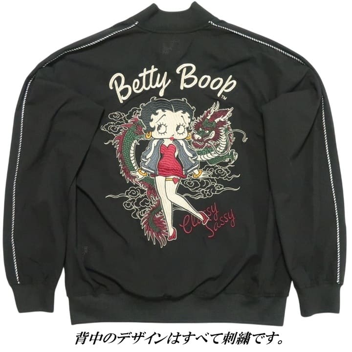 新品　BETTY BOOP ベティブープ 総柄ブルゾン ジャケット M 日本製 BETTY BOOP（ベティ ブープ） ベティーブープ メッシュジャケット 和柄