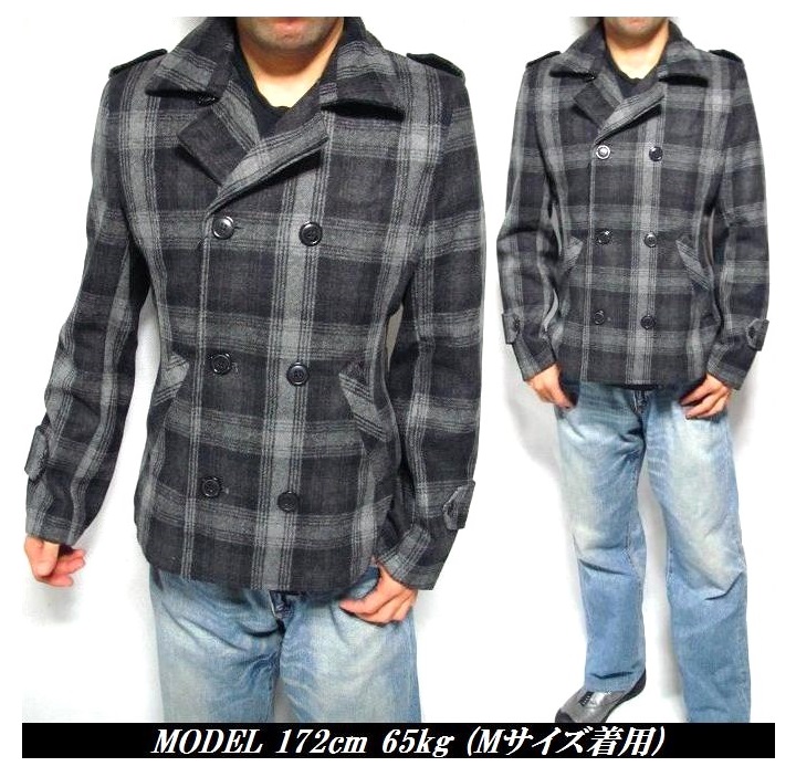 メンズセレクト Pコート ジャケット メンズ チェック ピーコート