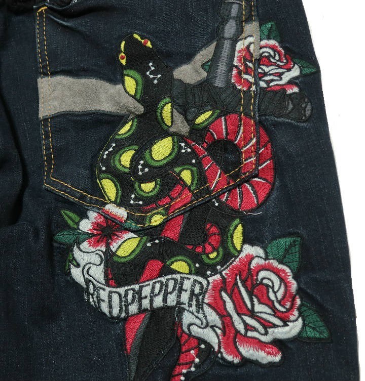 レッドペッパー RED PEPPER ジーンズ メンズ スネーク/ローズ 刺繍 