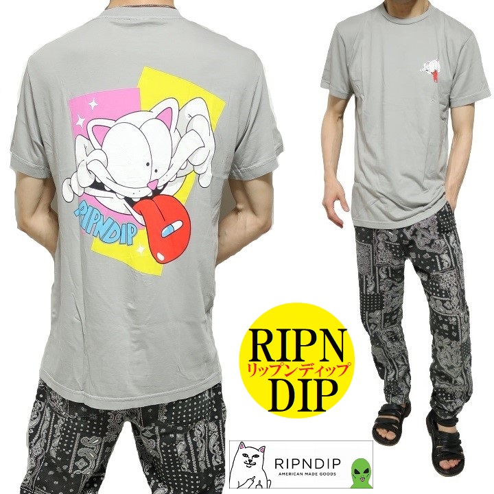 Tシャツ メンズ リップンディップ RIPNDIP 半袖 かわいい ロードナーマル 猫/キャット 変...