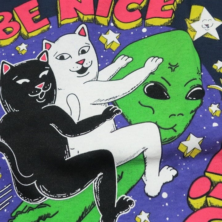 Tシャツ メンズ リップンディップ RIPNDIP ロンT 猫と宇宙人 ロード