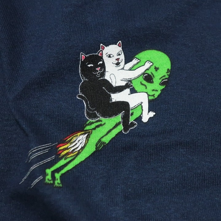 Tシャツ メンズ リップンディップ RIPNDIP ロンT 猫と宇宙人 ロード