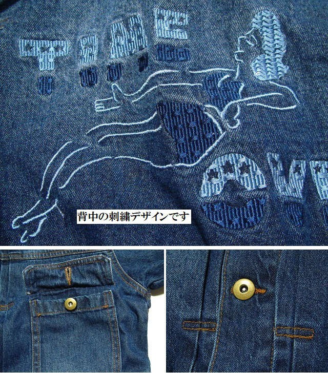 デニムジャケット 刺繍 LOONEY TUNES キャラ刺繍ワッペン デニムジャケット オーバー