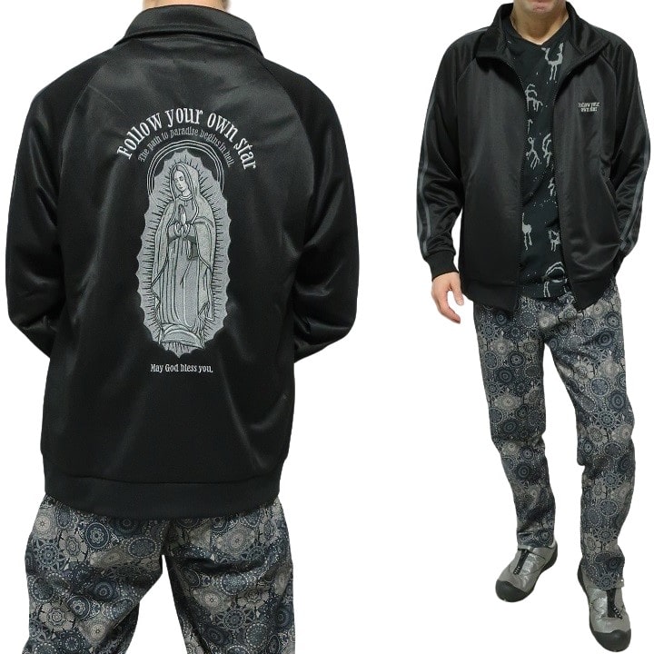 マリマリ様ブラックジャケット メンズセレクト トラックジャケット メンズ マリア/MARIA 刺繍 聖母