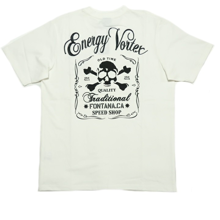 スカル tシャツ メンズ ドクロ 半袖 ボーン 刺繍ロゴ シェルティー ブラック/ホワイト M-L