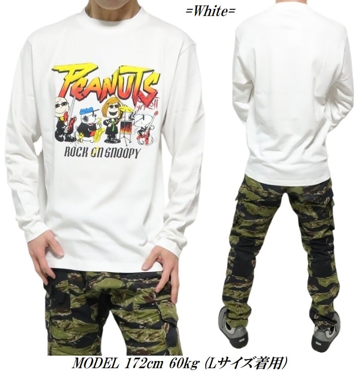 SNOOPY（スヌーピー） グッズ 大人 向け Tシャツ ロンT SNOOPY ロック